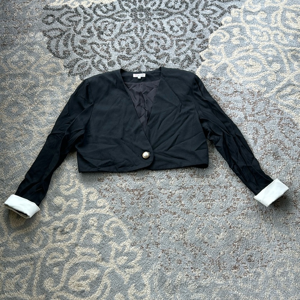 Talbots Cropped Blazer Black 16